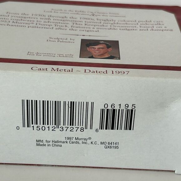 Hallmark keepsake ornament kiddie car classics murray dump truck yellow New - Picture 5 of 5